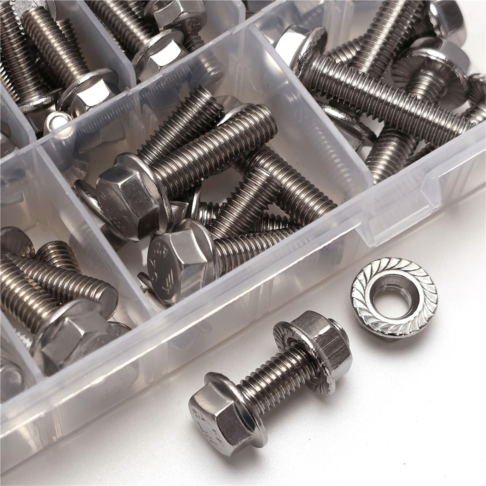 Kit de pernos y tuercas brida, hexagonales métricas acero inoxidable, M5 M6 M8, incluye 14 tamaños comunes, juego completo roscas, 186 Uds para Electrónica