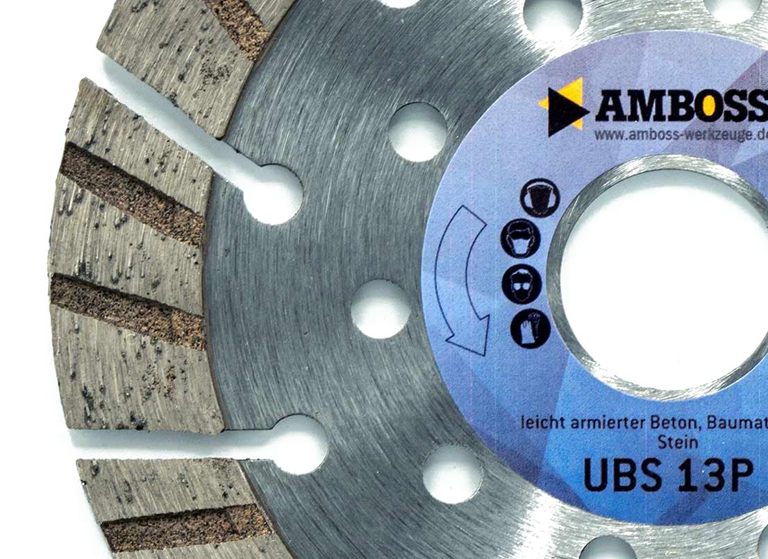 Amboss UBS 13P - Disco de corte de diamante (diámetro de 350 mm x 30 mm, ligeramente armado, materiales de construcción, piedra | Altura del segmento: 15 mm (sinterizado)
