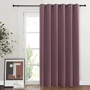 NICETOWN Wide Curtain 84 inch Length for Living Room, Grommet Thermal Insulated Blackout Room Divider Curtain Sound Proof Light Blocking for Patio/French Door (Dry Rose, 1 Panel, W80 x L84)