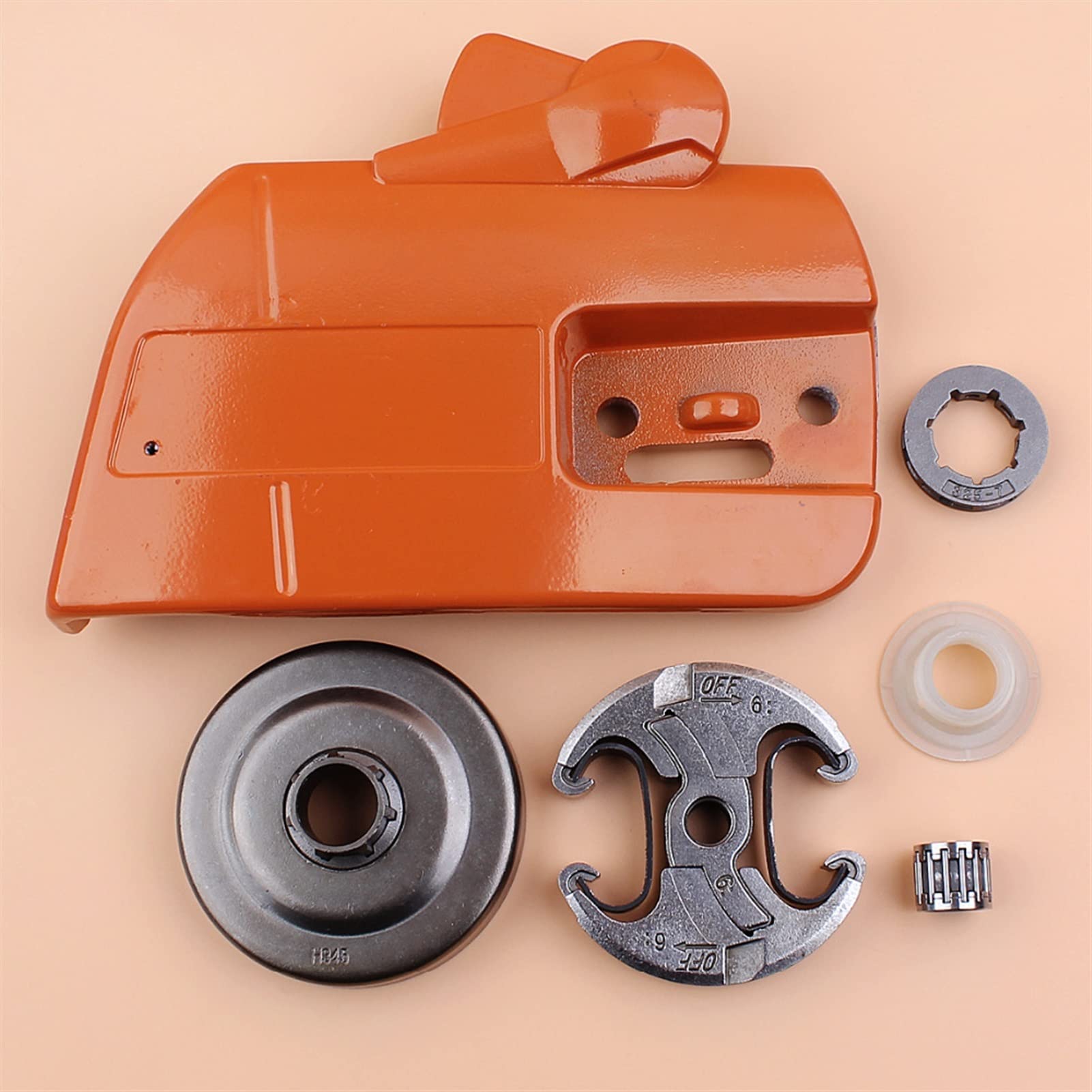 Kit de engranaje helicoidal con rodamiento de tambor de embrague, cubierta de piñón de embrague de freno, for Husqvarna, piezas de repuesto de motosierra 340 345 350 Kit de embrague para cortacé