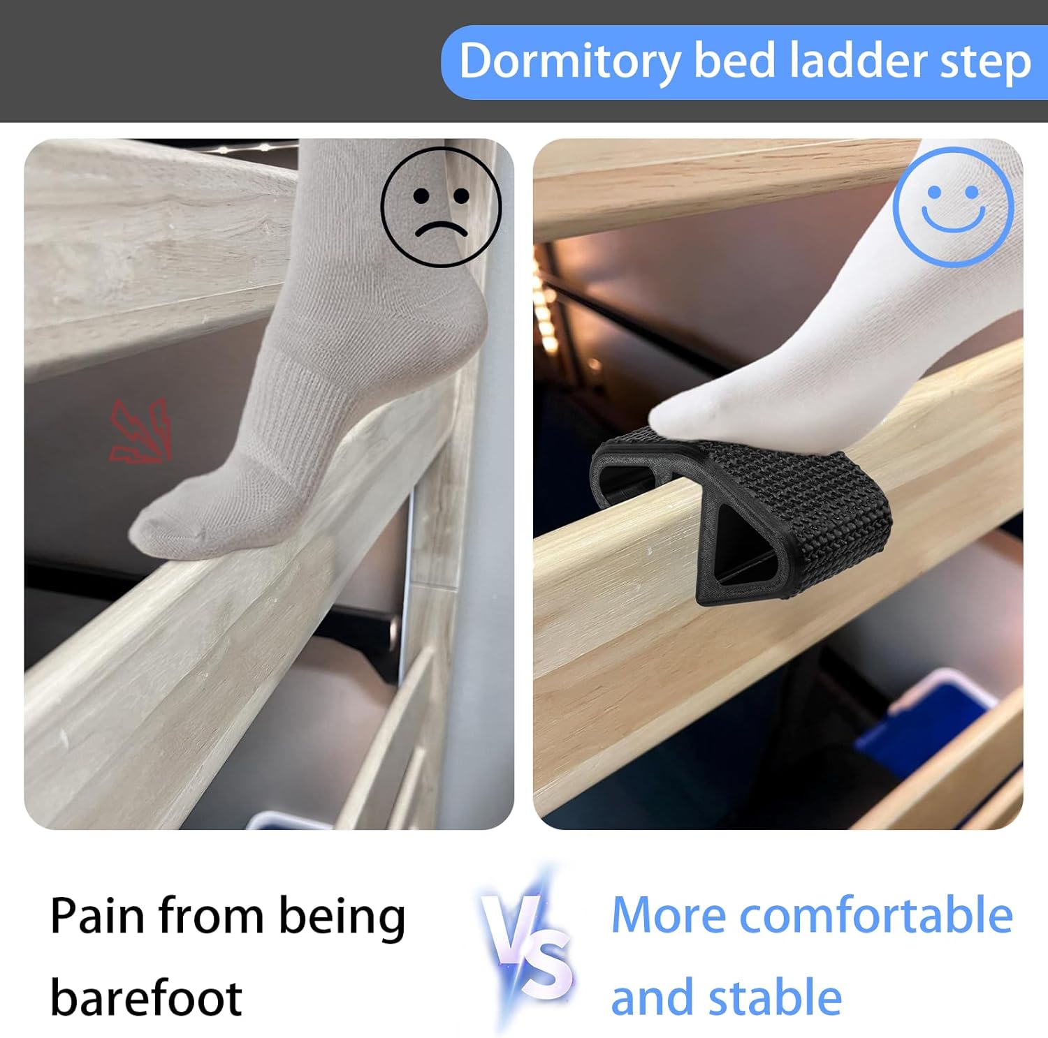 Loft Bed Step Stool for Loft Steps for College Dorm Beds,Bunk Bed Ladder Pads,No Tools Needed,Adds Comfort & Safety,Suitable for Most College Dormitory Bed Ladders (Black(4pcs))