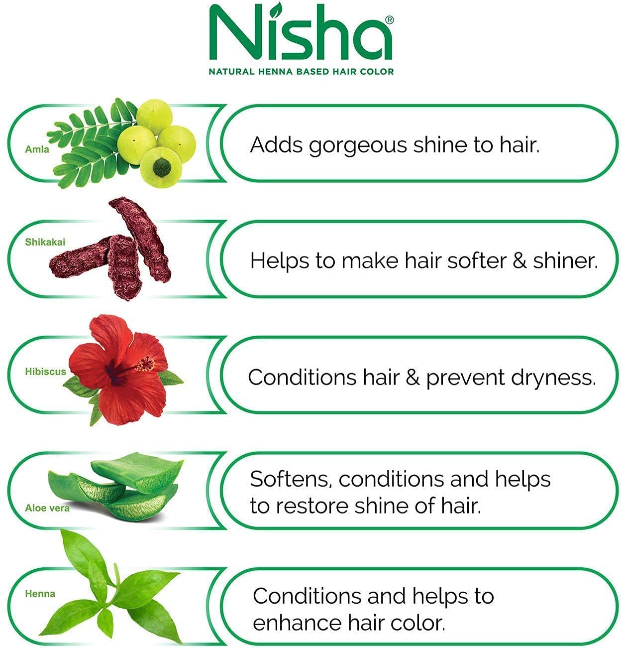 Nish.a Henna Based Hair Color Packet No Ammonia Long Lasting (15 g (Pack of 10), Natural Brown).