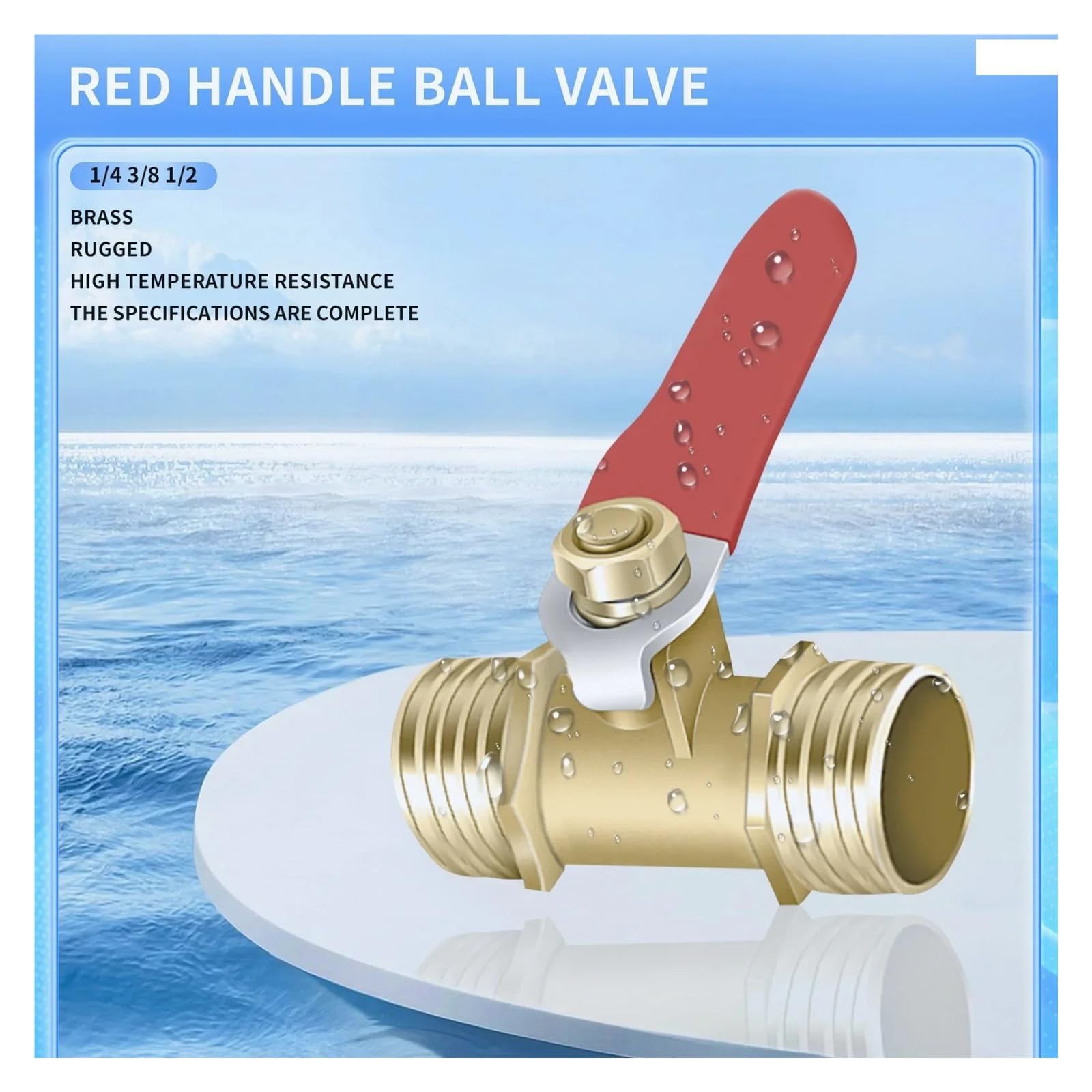 Valvola a sfera pneumatica con maniglia rossa in ottone, filettatura esterna 1/4" 3/8" 1/2" pollici, in grado di scaricare liquidi e gas(1l4)