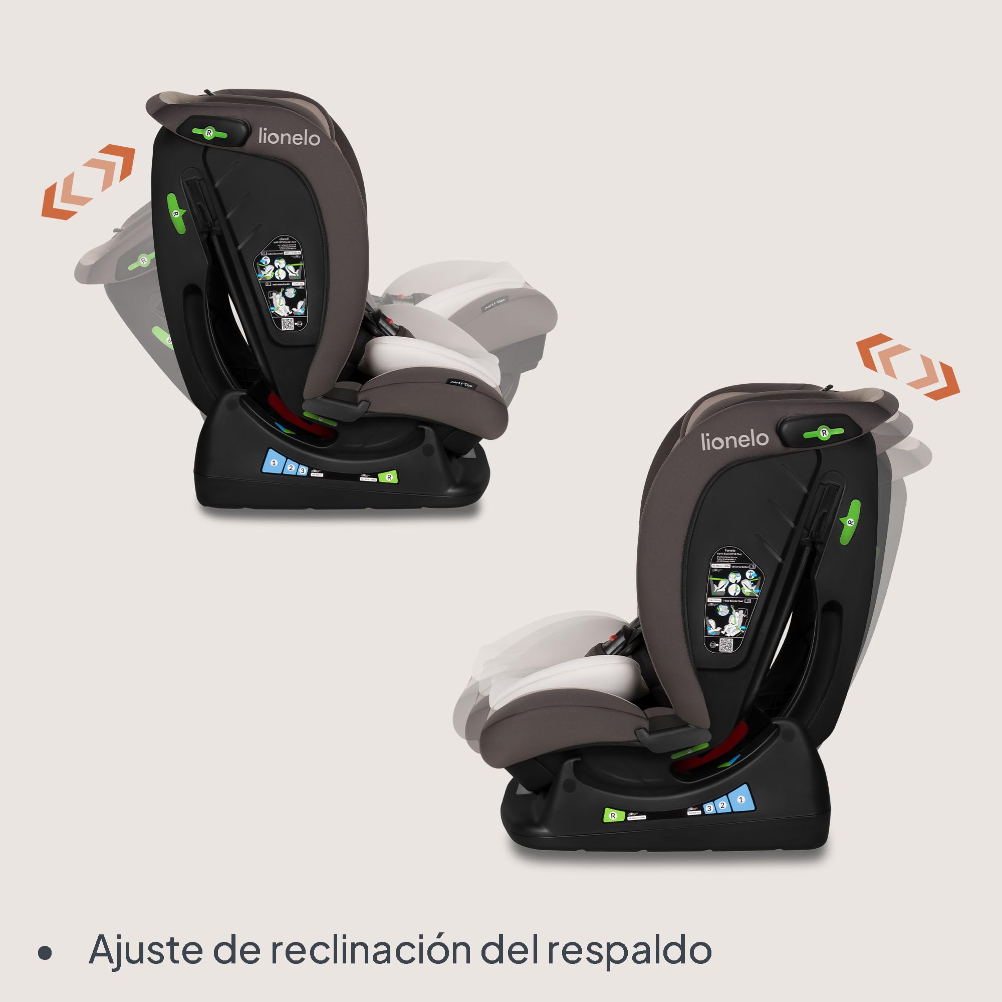 LIONELO AART I-SIZE Silla Coche Bebé 40-150 cm, Montaje con Cinturones de Seguridad, Reposacabezas e Inclinación Ajustables, Almohadilla lumbar y Reductor, Norma R129 i-Size