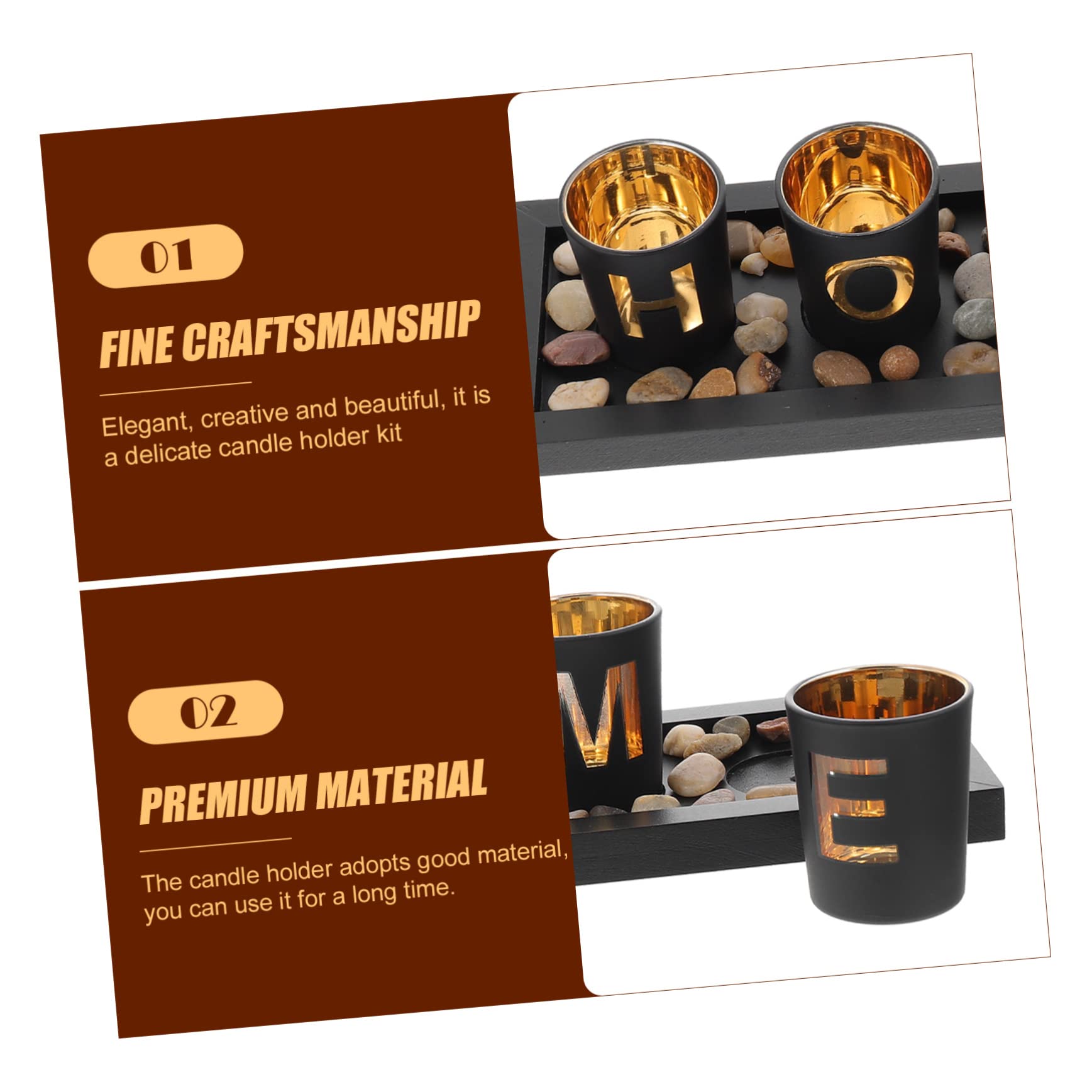 Zerodeko Set di Portacandele in Vetro Vassoio, Decorativo, Design Semplice, Nero, per Salotto e Casa