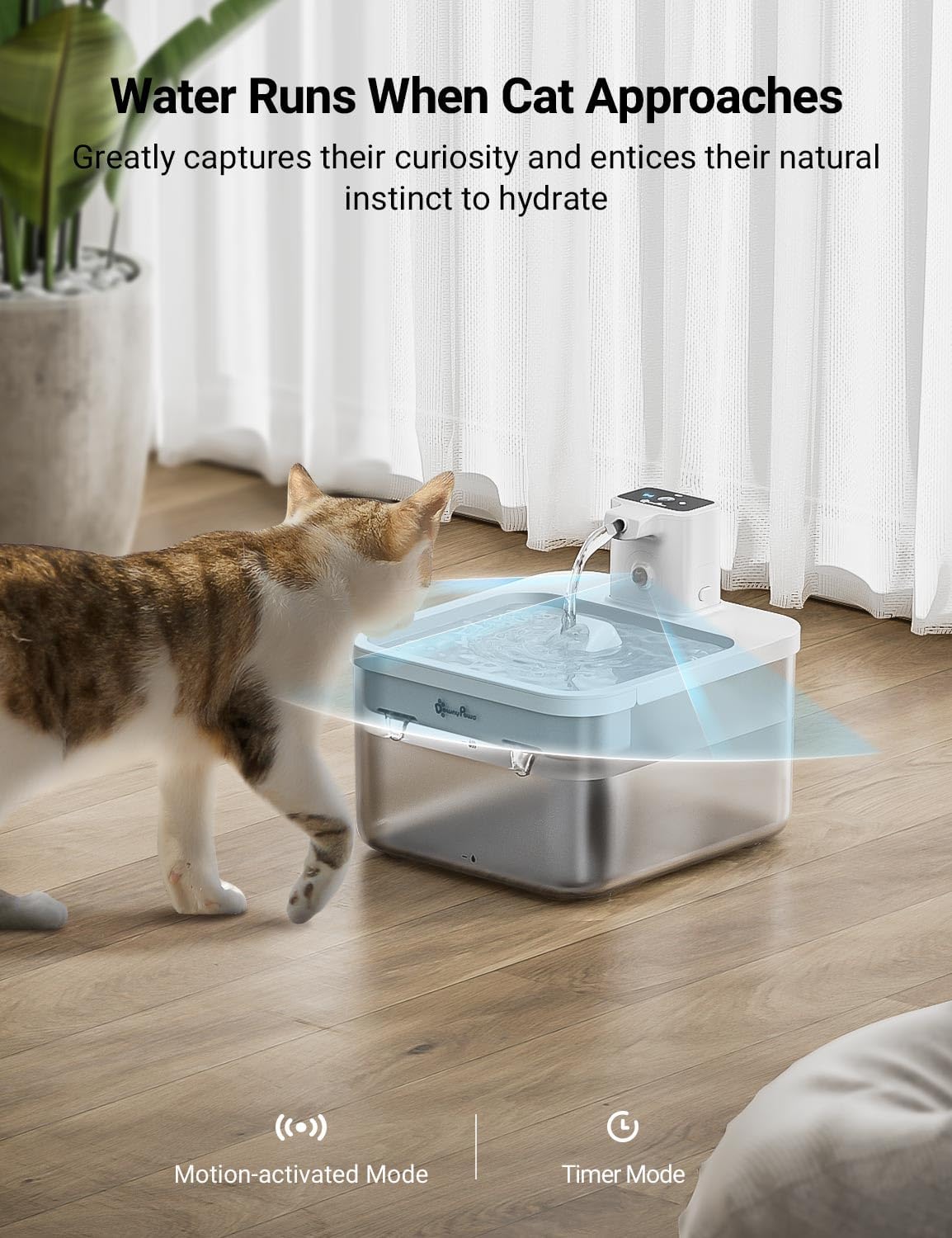DownyPaws Battery Operated Cat Water Fountian White and Cat House for Indoor Cats Cream