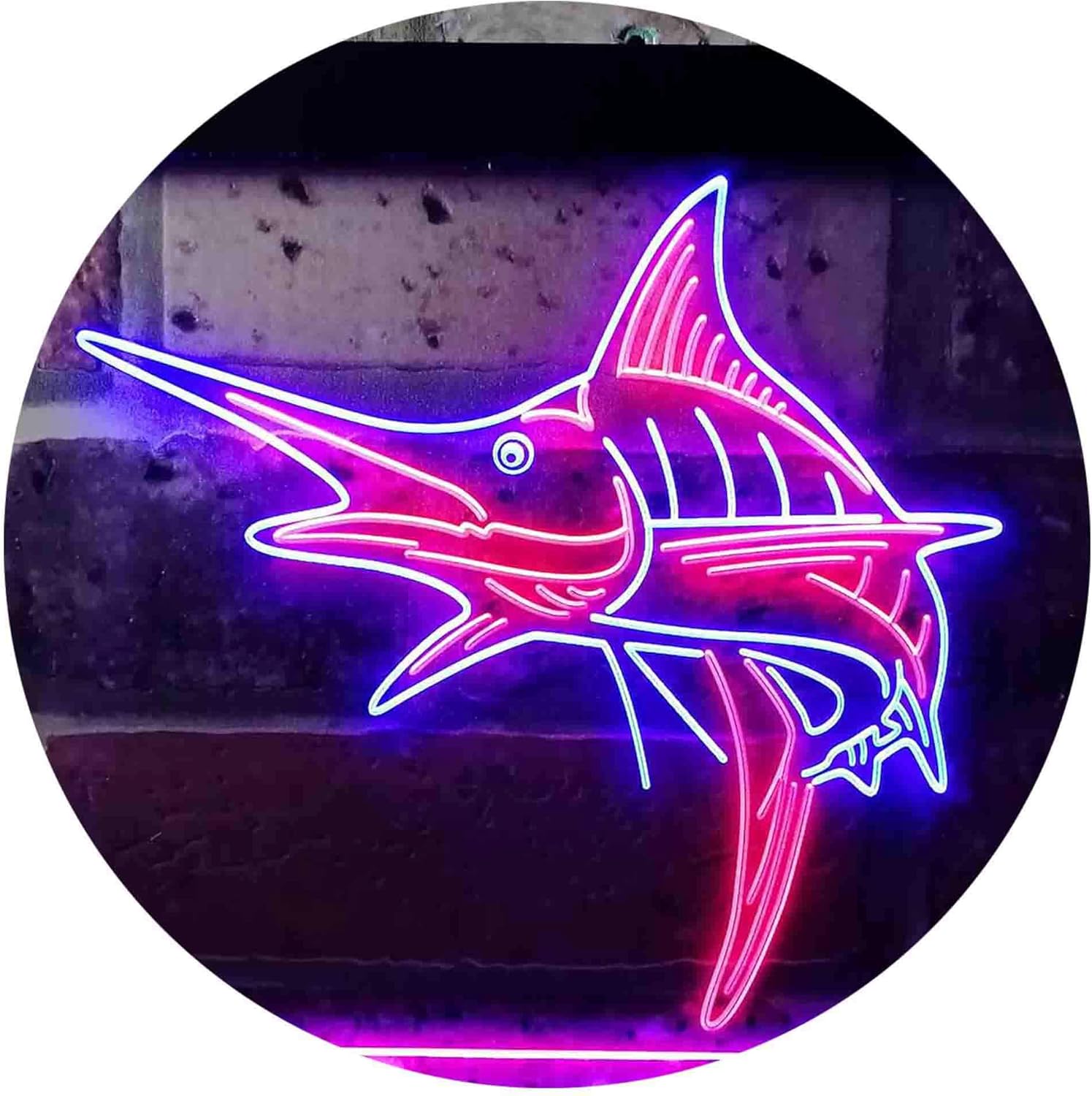 ADVPRO Marlin Fish Room Man Cave Dual Color LED Neon Sign Blue & Red 24 x 16 Inches st6s64-i3723-br