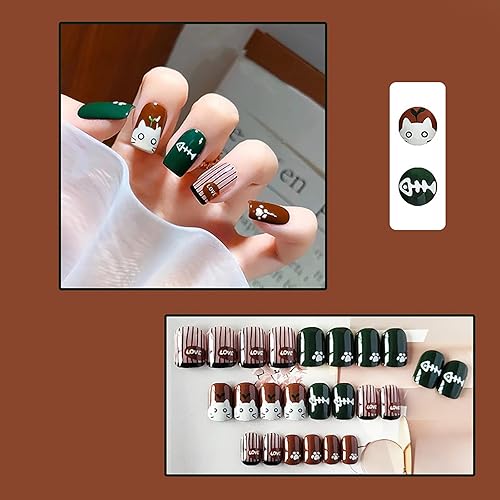 Miniatura 10 de Uñas postizas a presión de otoño uñas postizas amarillas con acabado acrílico brillante, reutilizables, diseño cuadrado corto, 24 piezas