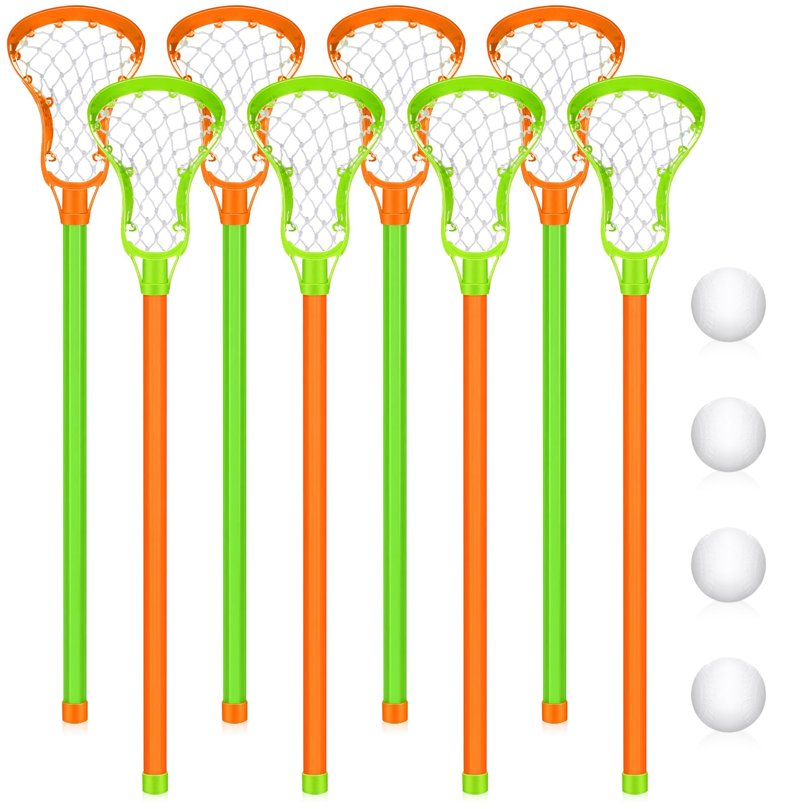 Arrowbash 4 Sets Lacrosse Stick and Ball, Includes 8 Water Lacrosse Sticks for Pool and 4 Balls Plastic Game Set for Kids Teens Adults Youth Outdoor Beach Sports Summer (30.7 Inch,Green and Orange) โ image 1