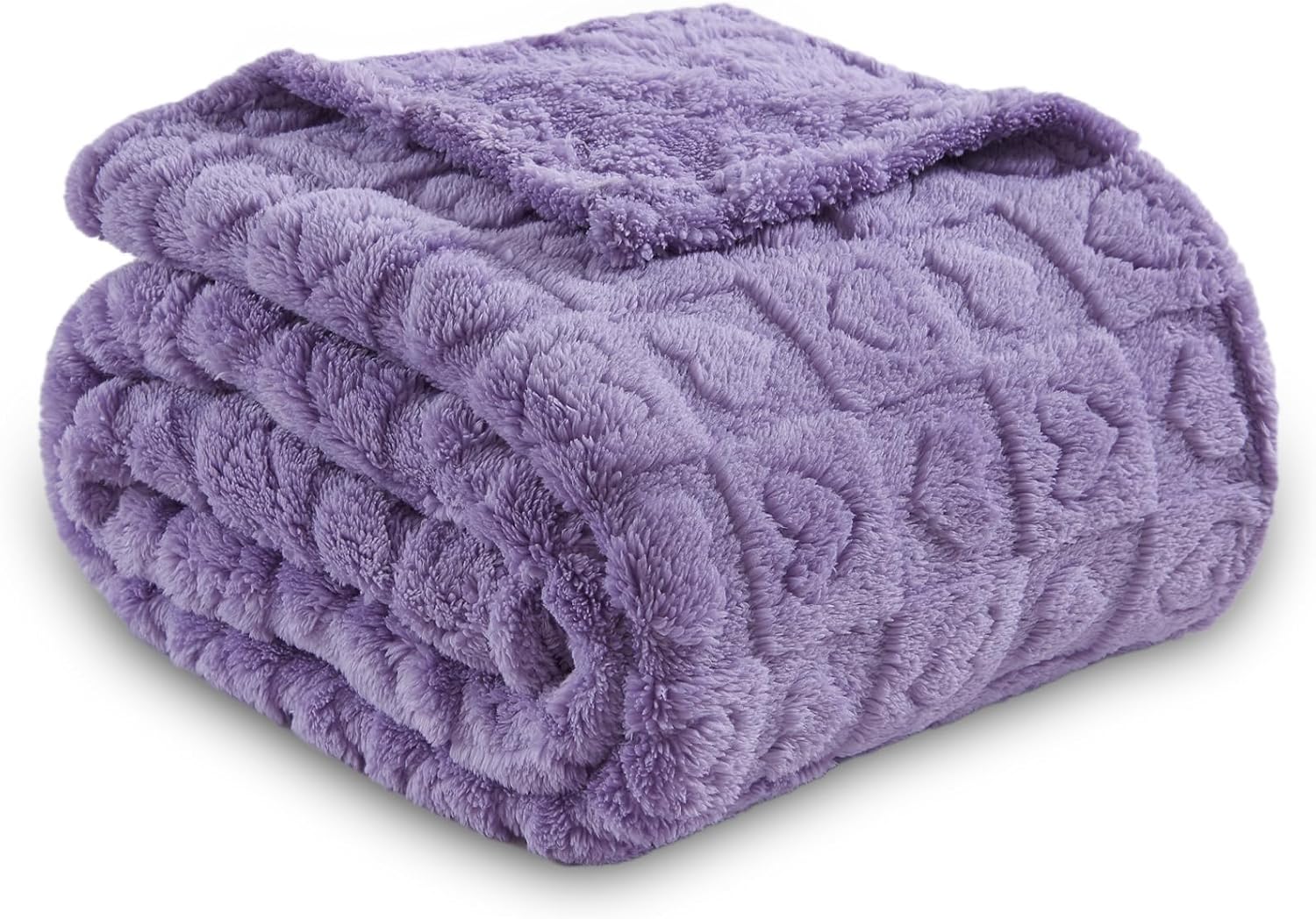 NEWCOSPLAY Super Soft Throw Blanket Lavender Premium Silky Flannel Fleece 3D Heart Checkered Lightweight Bed Blanket All Season Use (Lavender Heart, Throw(50"x70")) - Image 7