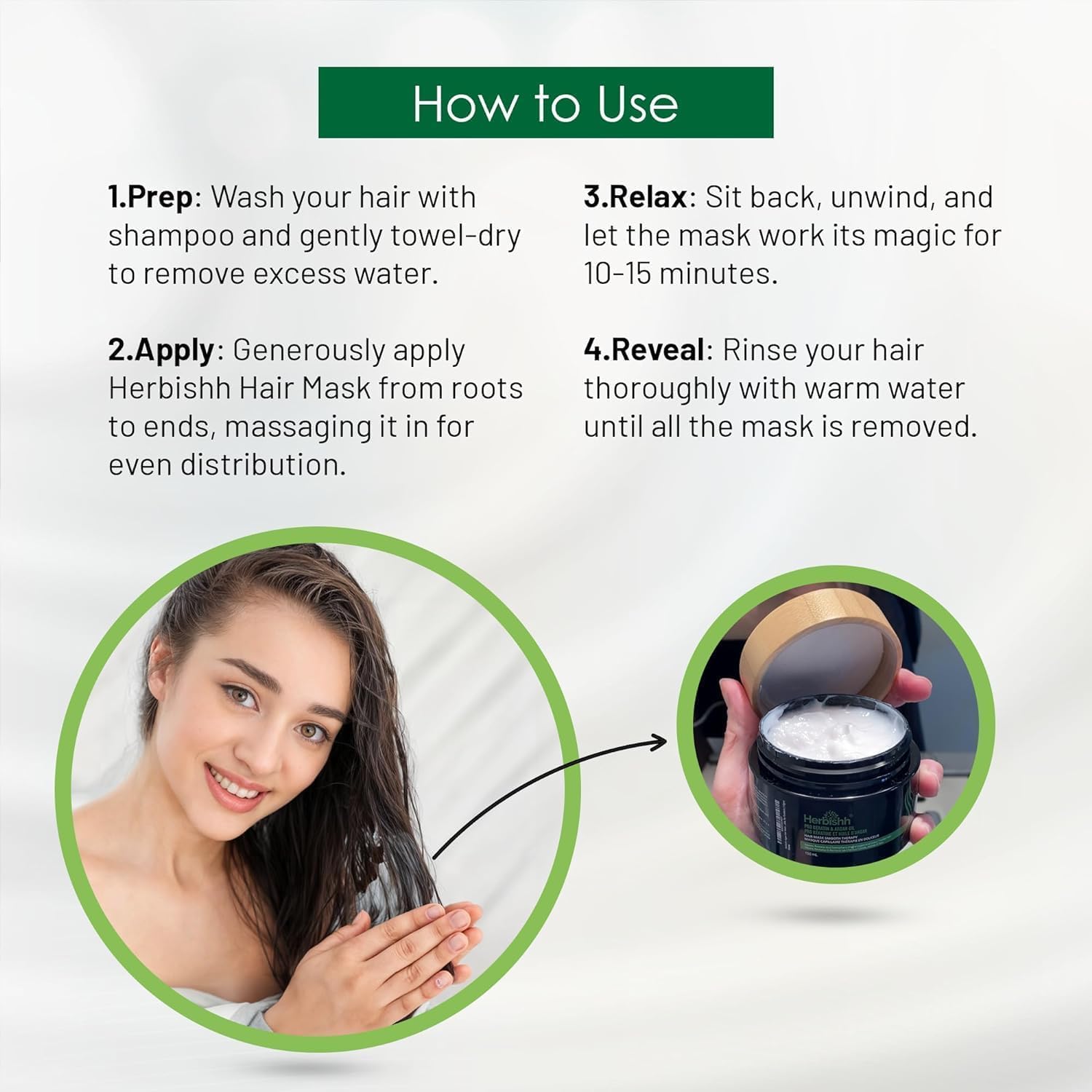 Herbishh Hair Color Shampoo for Gray Hair – PPD-Free Hair Dye Shampoo and Conditioner + Ginger Oil 30mL Hydrating Hair Oil + Pro Keratin Argan Oil Hair Mask for Dry, Damaged Hair 150mL (Light Brown)