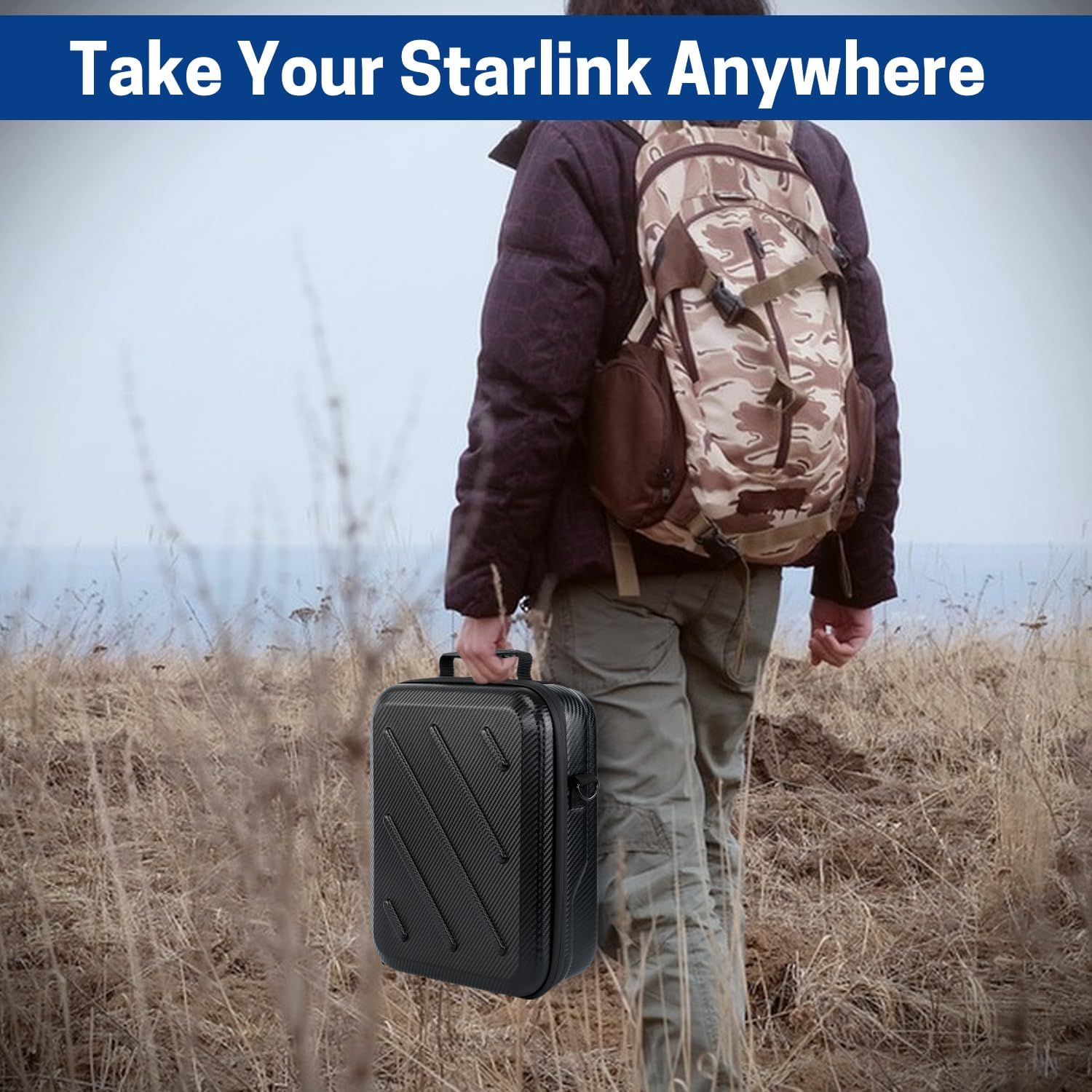 Hard Protective Case for Starlink Mini, Waterproof Shockproof EVA Carrying Travel Bag with Shoulder Straps, Portable Hard Bag for Outdoor Travel and Camping - Image 6
