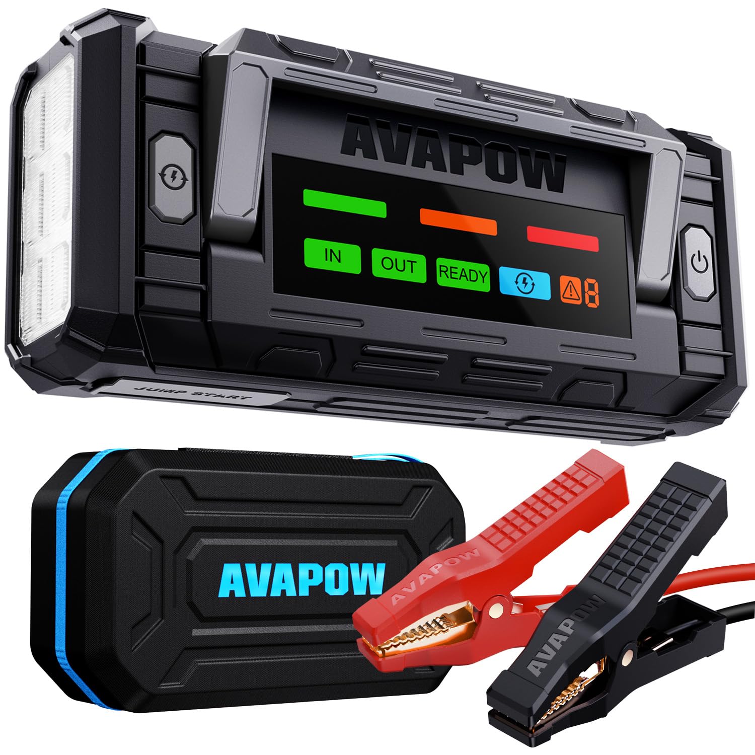 AVAPOW TJ68 10000A Battery Jump Starter Portable with 4" HD Display PD 65W Dual-Way Fast Charging,12V Jump Box, Car Battery Jump Starter for All Gas & Up to All Diesel Engines