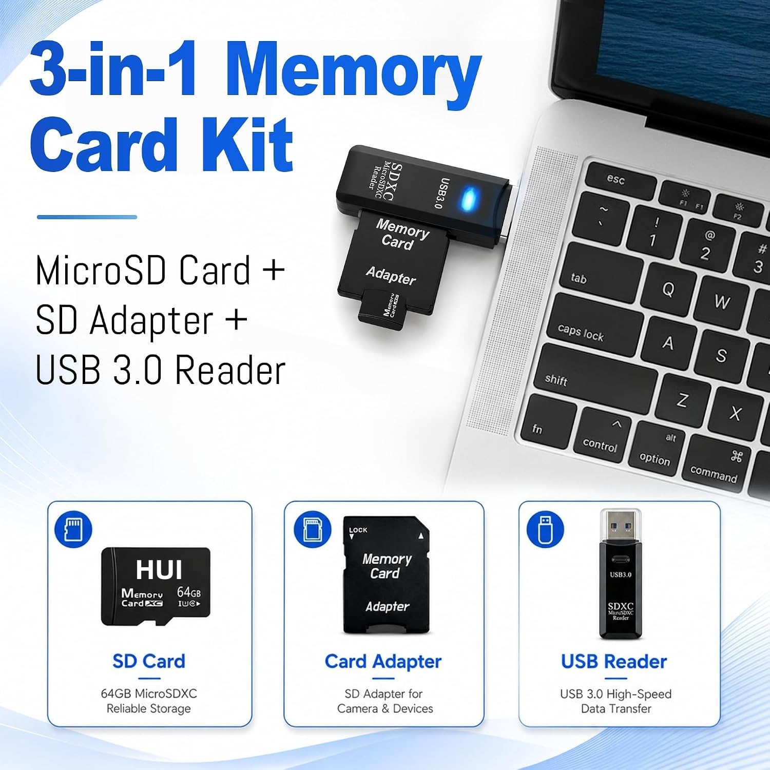 Paquete de 2 tarjetas micro SD de 64 GB para cámara de salpicadero y cámara