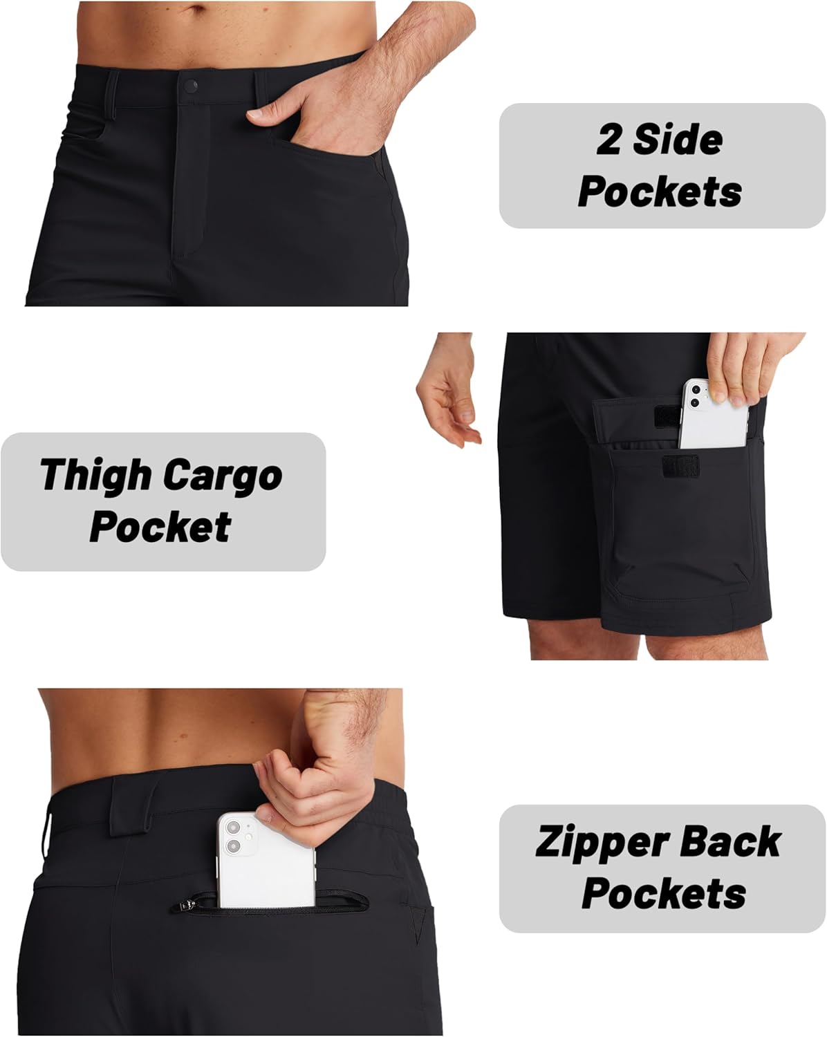 EKLENTSON Mens Outdoor Hiking Shorts Lightweight Quick Dry Casual Cargo Shorts Water Resistant with Pockets 10" Inseam - Image 4