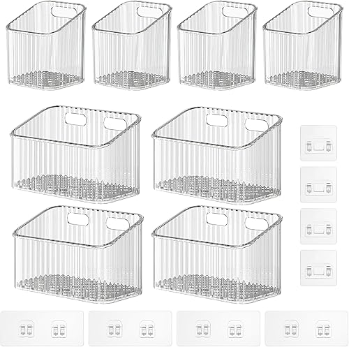 Miniatura 6 de Paquete de 8 cubos de almacenamiento transparentes montados en la pared, cestas de acrílico organizador de puerta de gabinete, organizador de