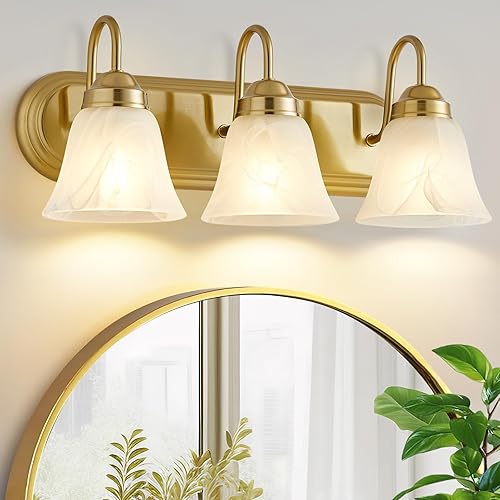 Lámparas de baño sobre espejo – 3 lámparas de baño vintage lámpara de pared fácil de instalar, luces de tocador no incluidas, bombilla para espejo,