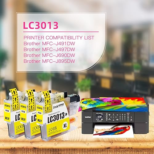 Miniatura 3 de 3 Yellow Replacement for Brother MFC J497DW J491DW LC3013 XL 3013 LC3013Y Yellow Ink Cartridges Work with Brother MFC-J491DW MFC-J497DW MFC-J690DW