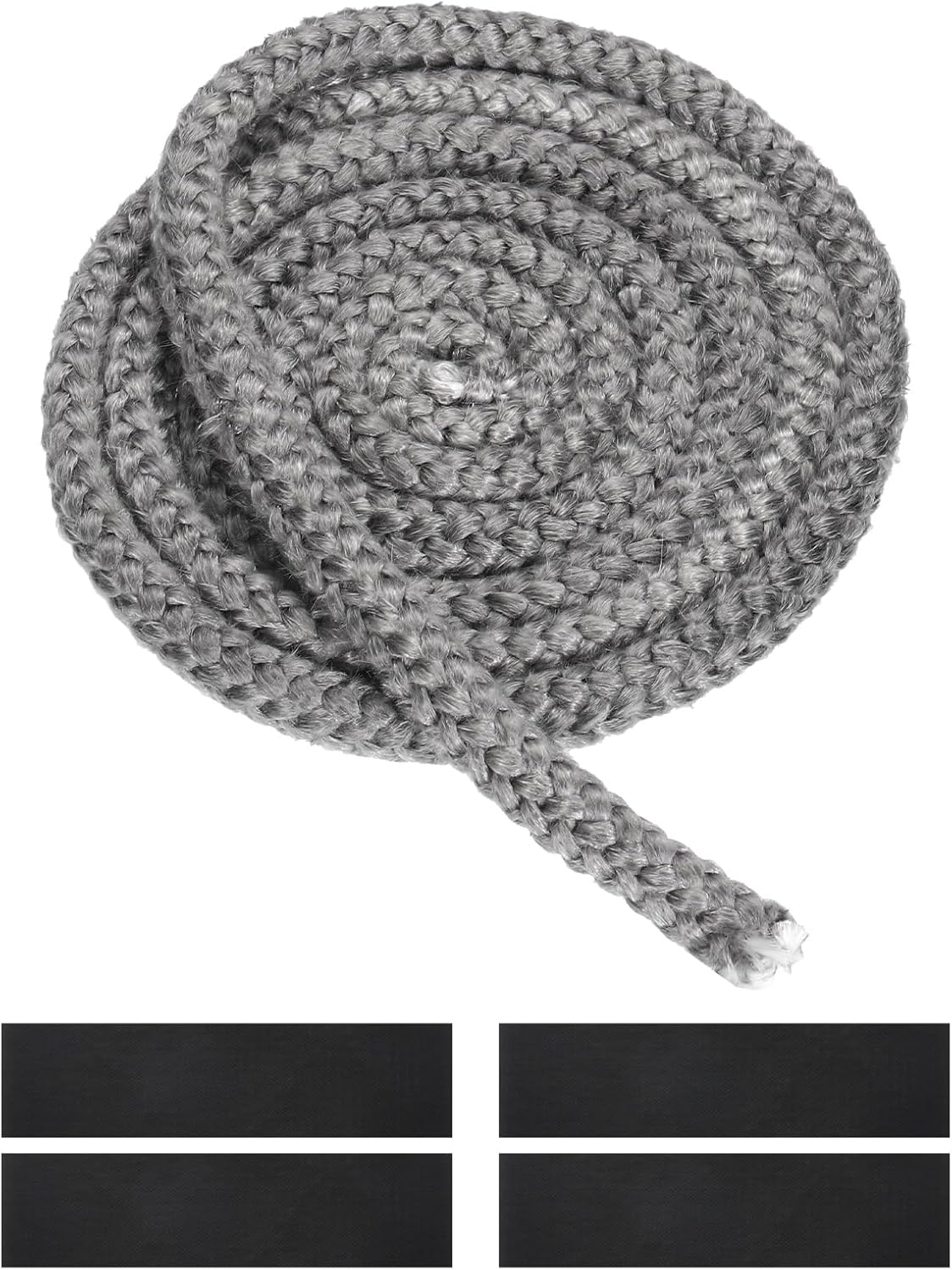 PATIKIL 1/2" x 79" Wood Stove Gasket Kit, Graphite Fiberglass Round High-Temperature Resistance Seal Rope Replacement with 4pcs Joint Tapes for Stoves Fireplace Door, Black