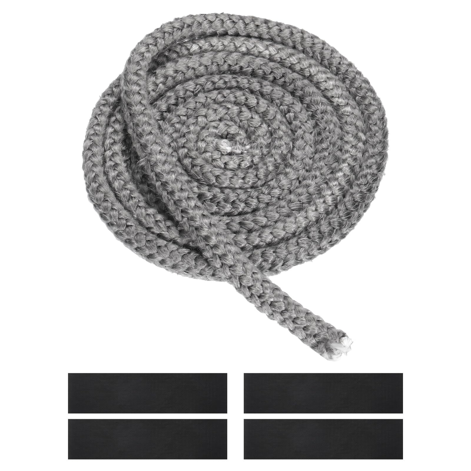 PATIKIL Stove Rope Kit 14mm x 3 Meters, Graphite Fiberglass Round High-Temperature Resistance Seal Rope Replacement Gasket with 4pcs Joint Tapes for Stoves Fireplace Door, Black
