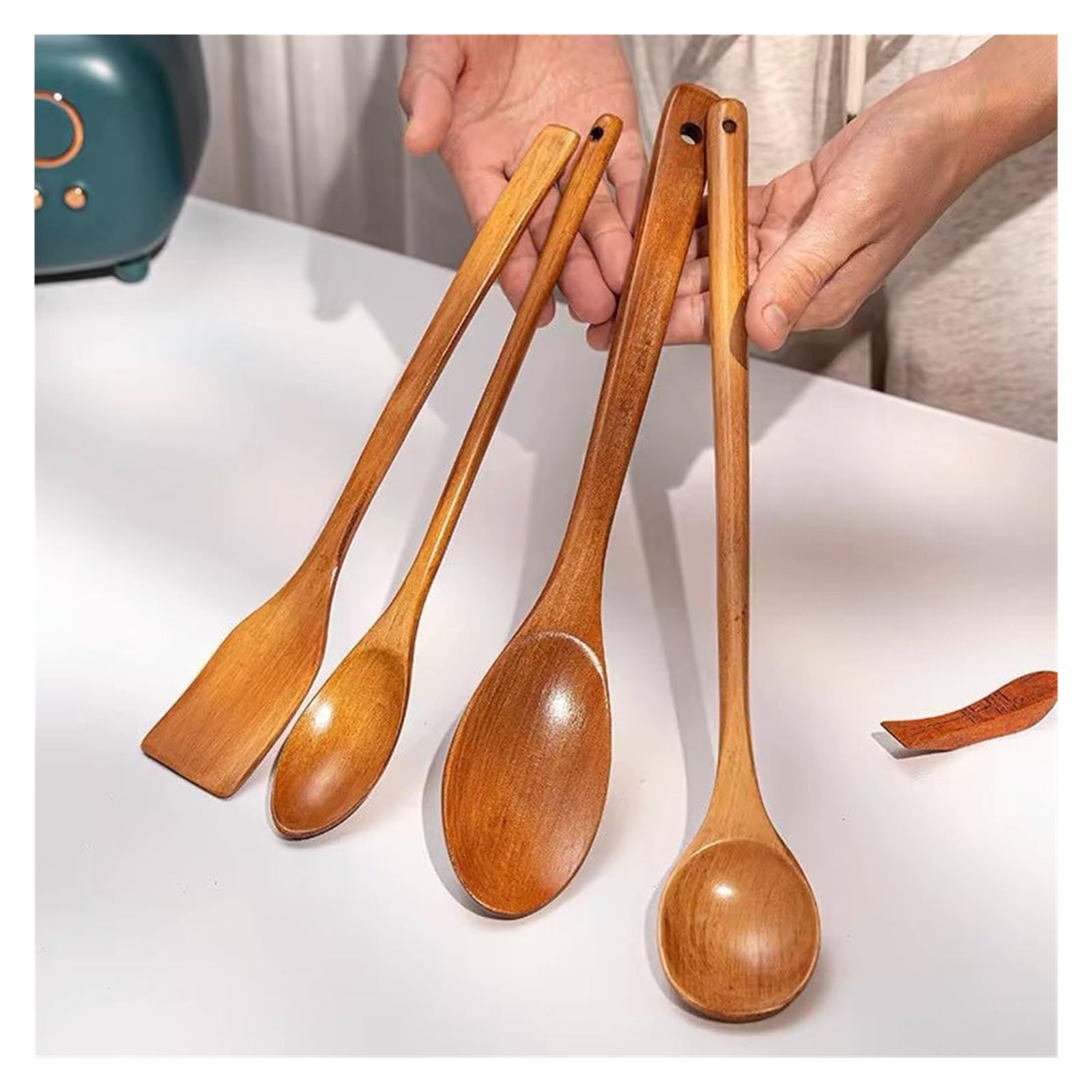 Kemutang Cuchara De Madera Cuchara De Madera Espátula De Madera Cuchara De Sopa De Estilo Japonés De Madera Maciza(3pcs)
