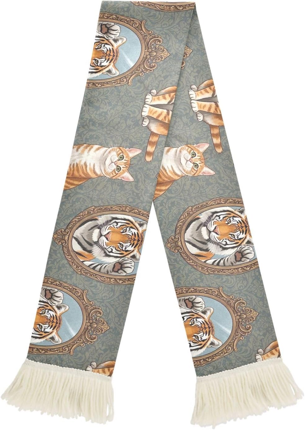 CHIFIGNO Cas Tigers Vintage Sports Fan Scarf with Fringe, Soft Polyester Sweat Towel Wrap for Soccer Cheering, Quick Dry