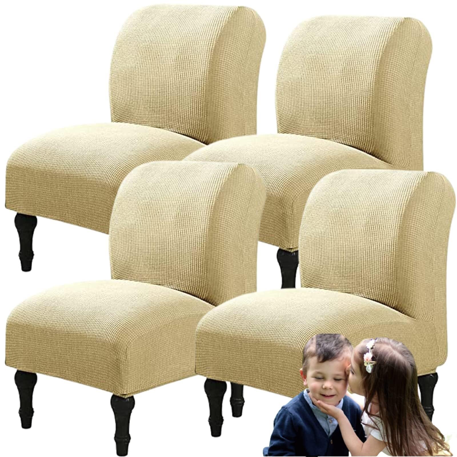 NMVAWIPT Armless Accent Chair Covers, Polyester+Spandex Stretch Slipcover, Removable Furniture Protector, For Home Hotel(13#,4pcs)
