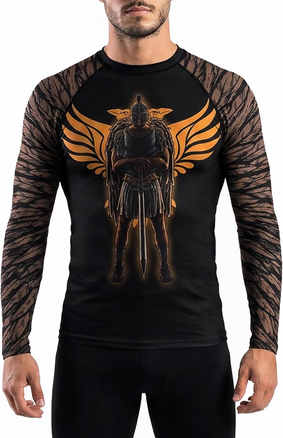 Raven Fightwear Men's Archangel MMA BJJ Rash Guard Black