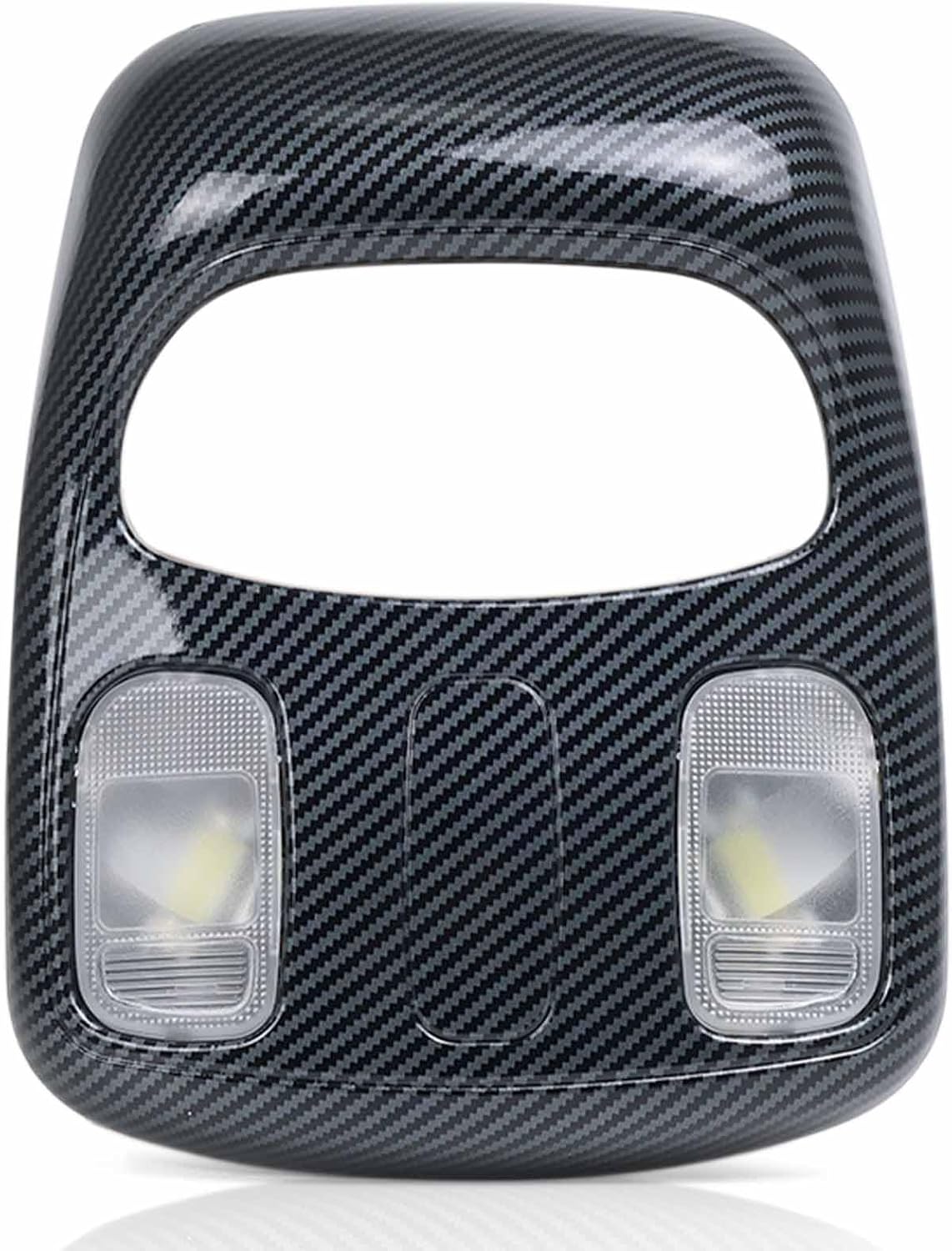Front LED Overhead Console Assembly Fit for Dodge Ram 1500 2500 3500 2002-2010 - Cab Interior Ceiling Dome Reading Light - Map lights Lamp - Replaces# 1DK78BD1AA - Carbon Fibre
