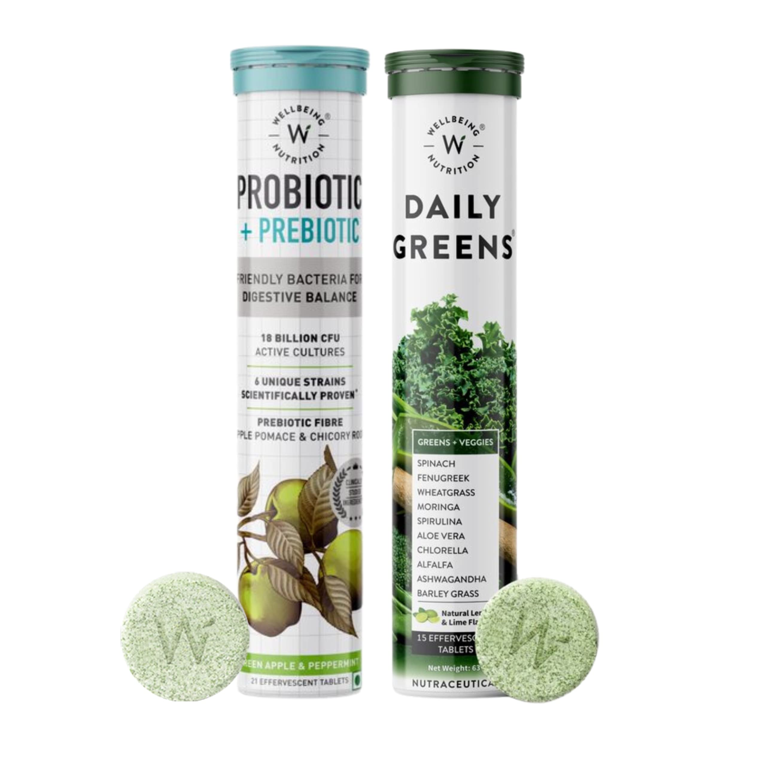 Wellbeing Nutrition Daily Probiotic + Prebiotic & Daily Greens, Wholefood Multivitamin - 36 Effervescent Tabs (B09F7XC7D5) Amazon Price History, Amazon Price Tracker
