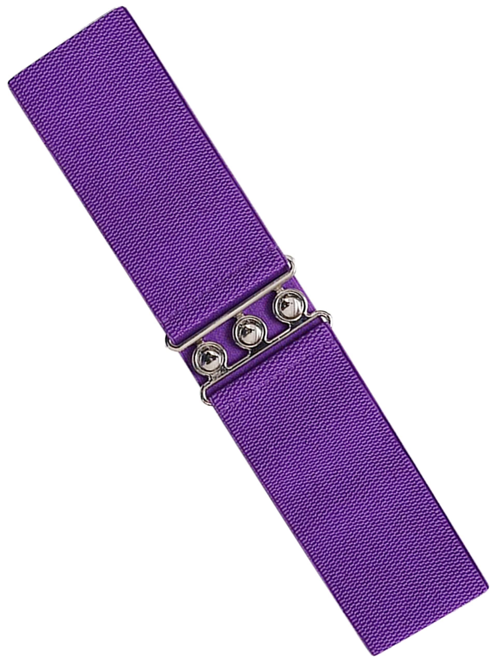 989Zé Enzo Women's Purple Elasticated Stretch Belts Wide Elastic Stretchy Belt For All Waist Sizes Ez Belts 12 L