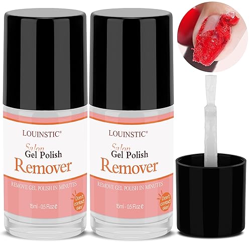 LOUINSTIC Removedor de uñas de gel (paquete de 2) removedor de esmalte de gel Burst en 2-5 minutos, removedor de esmalte en gel - 0.5 onzas de gel