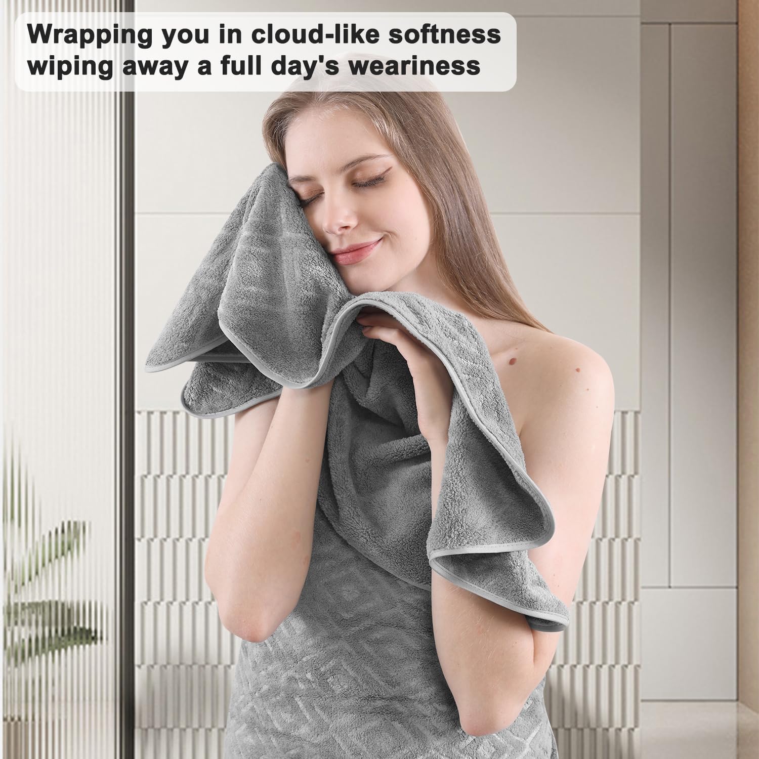 Jarson 12 Pieces Bath Towel Set Soft, Dark Grey - Quick Dry Family Towels for Bath, Highly Absorbent Towel Set for Hotel-4 Luxury Bath Towels, 4 Hand Towels & 4 Washcloths for Bathroom