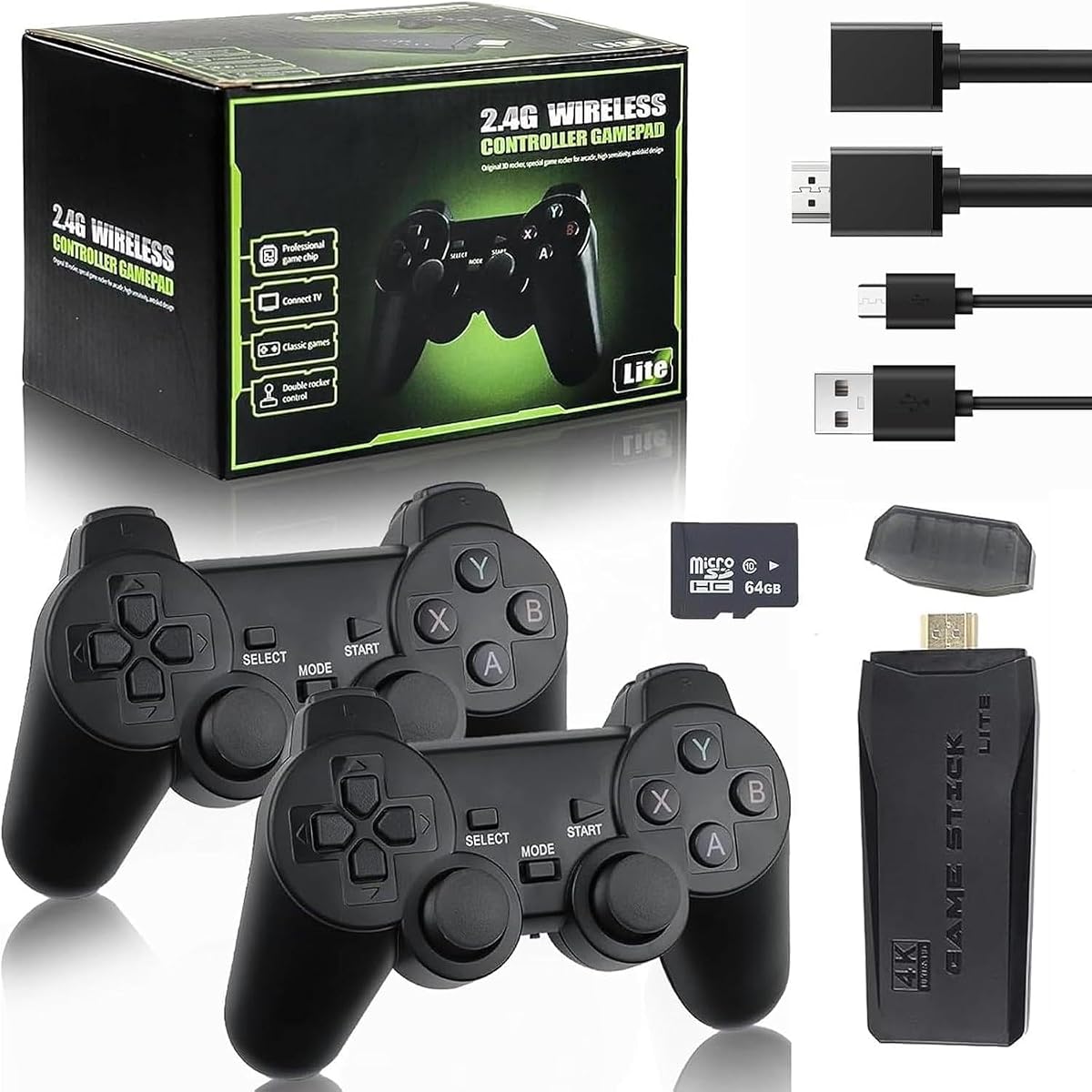 Retro Game Console Stick M8 64G/128G Wireless Game Stick, 20000+ Games Retro Game Console Video Gaming,4K HDMI Output Plug, 2.4G Wireless Plug and Play for TV, Gift (64G)