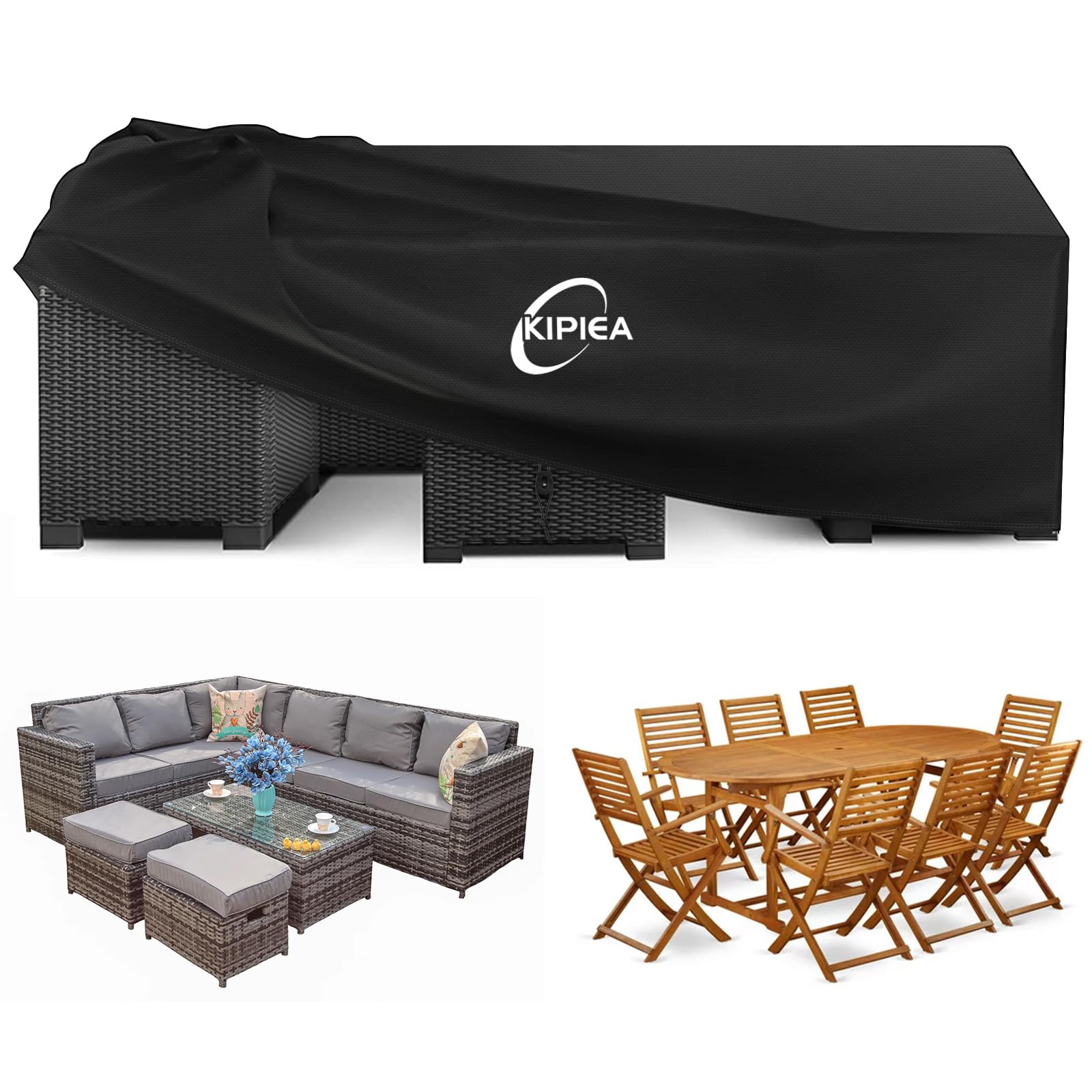 Gartenmöbelabdeckung Wasserdicht 300x250x100 Cm – Schutz Für Rattan-Möbel, Sofa Oder Tisch-Set, Aus Robustem 420D Oxford