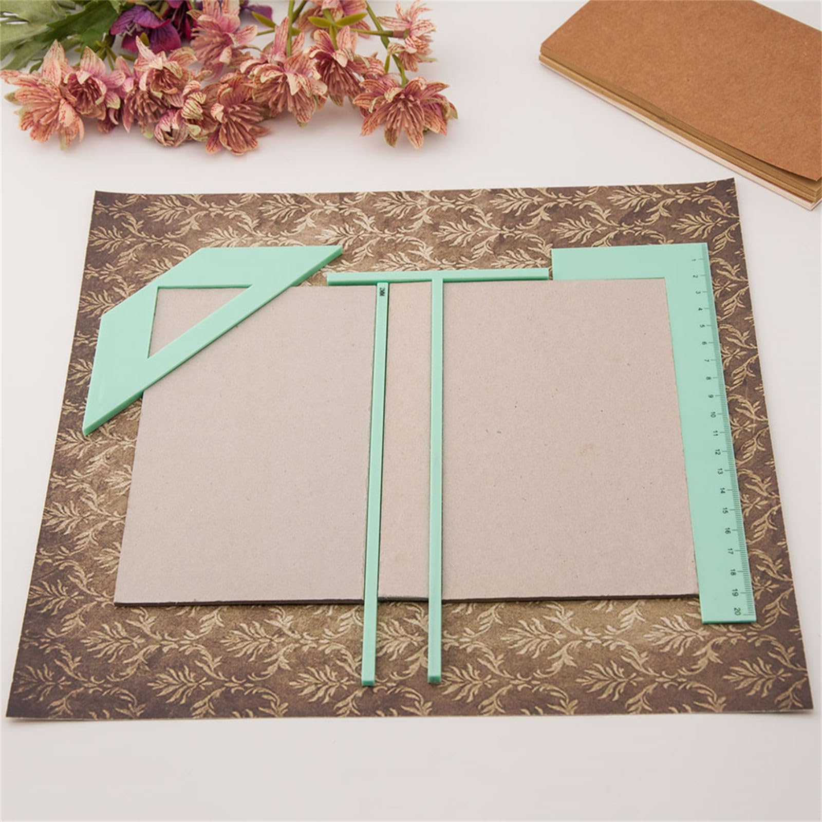 Set di righelli per rilegatura, kit per rilegatura, distanziatore, strumento per scrapbooking, con strumento per rilegatura, ago e filo da cucito