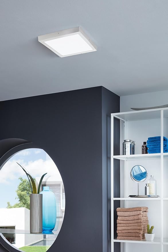 Eglo EGLO LED plafondlamp Fueva 1, 1-lichts plafondlamp, materiaal: aluminium, kunststof, kleur: zilver, wit, L: 40x40 cm, warm wit photo 2