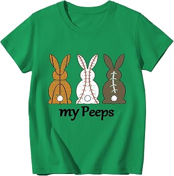 Boys Girls Easter Shirts Bunny Tshirt Short Sleeve Cotton Tee Funny Rabbit Graphic Tshirts 3-12 Years