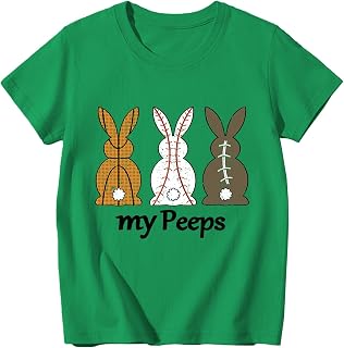 Boys Girls Easter Shirts Bunny Tshirt Short Sleeve Cotton Tee Funny Rabbit Graphic Tshirts 3-12 Years