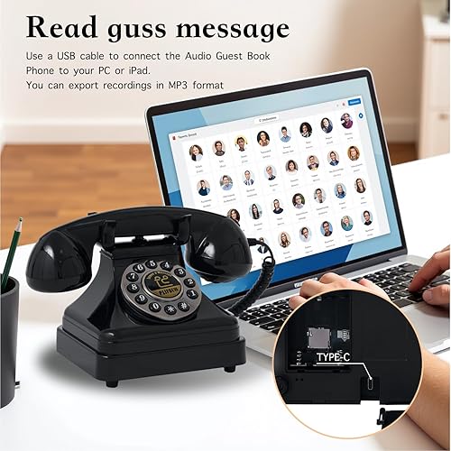 Miniatura 5 de Libro de invitados de audio, teléfono de boda, teléfono de audio, estilo vintage, mensaje de audio para graduación, fiesta de jubilación,