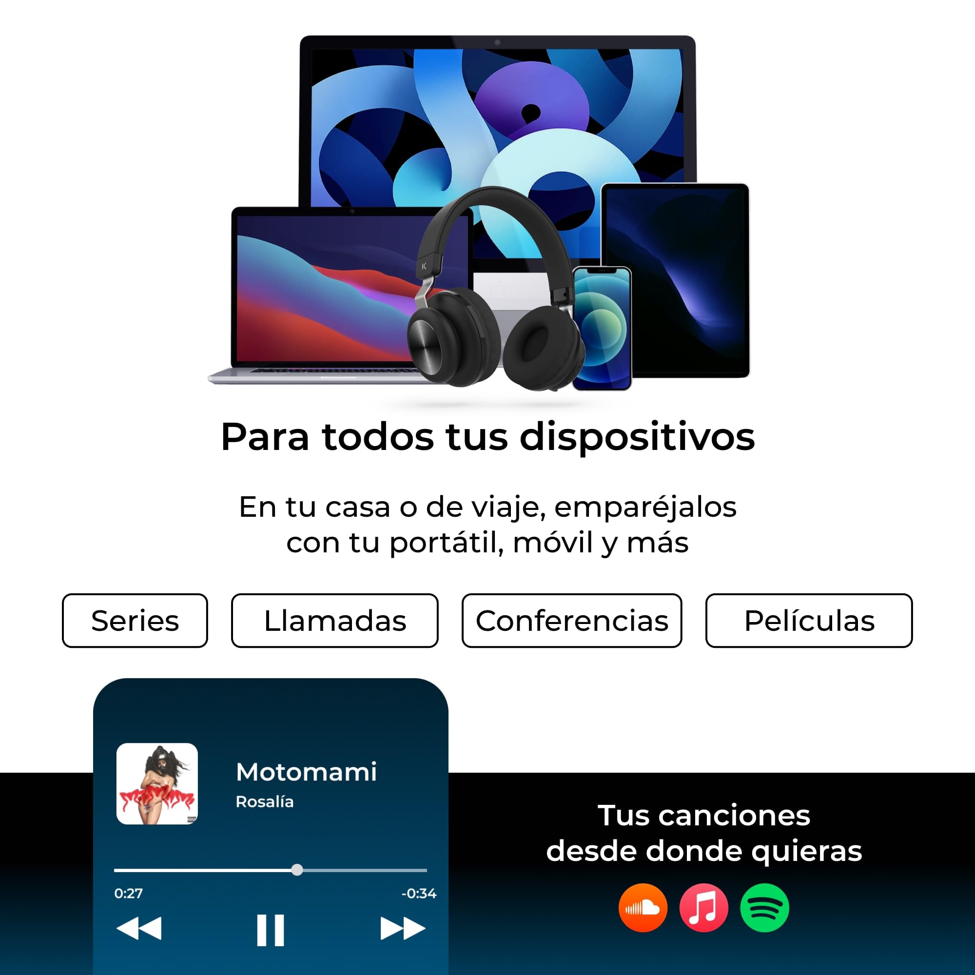 KSIX Retro 2 Auriculares inalámbricos Diadema Retro 2, Radio FM, Tarjeta SD, hasta 8 Horas de autonomía, Marrón