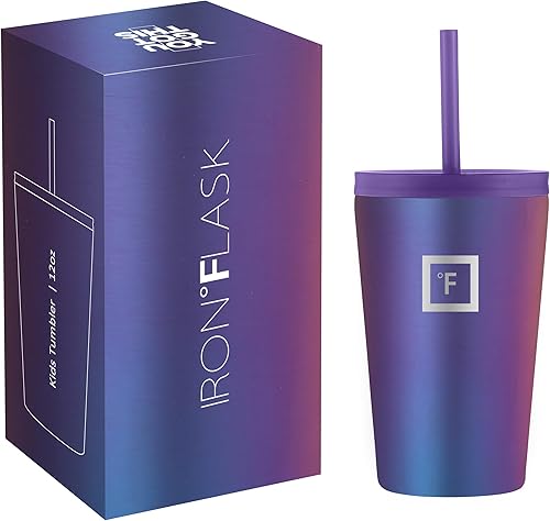 IRON FLASK Vaso para niños 12 onzas acero inoxidable aislado al vacío antideslizante a prueba de salpicaduras Ocean Amigos