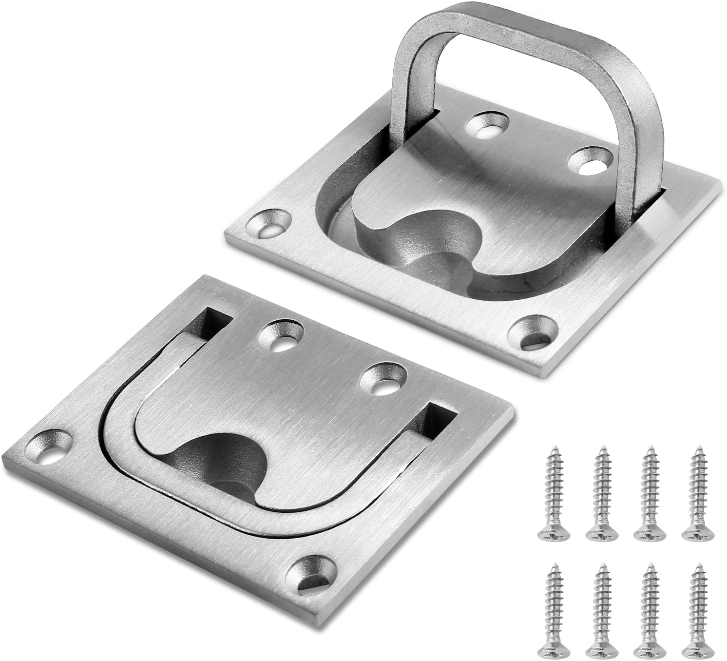 2Pcs Marine Boat Ring Hatch Pull Handle, Flush Mount Cabinet Pulls Recessed Trap Door Handle 316 Stainless Steel Hidden Furniture Pull for Deck Drawer(Big Size) (Pack of 2)