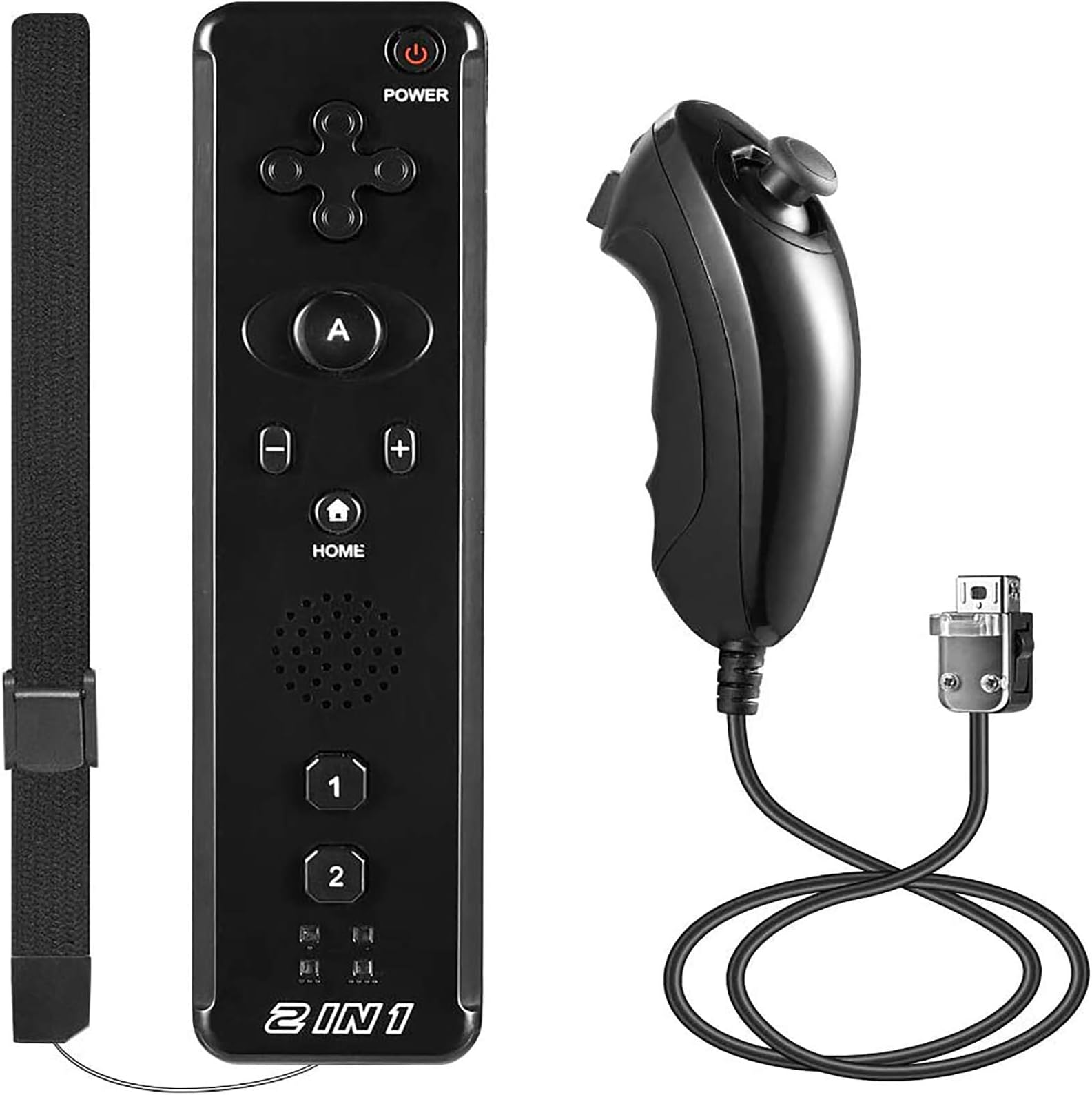 2 in 1 Wii Nunchuck Controller with Motion Plus 2 Packs,Wii Remote Controllers Replacement Remote Game Controller for Wii Wii U Console w/Wrist Strap (Black)