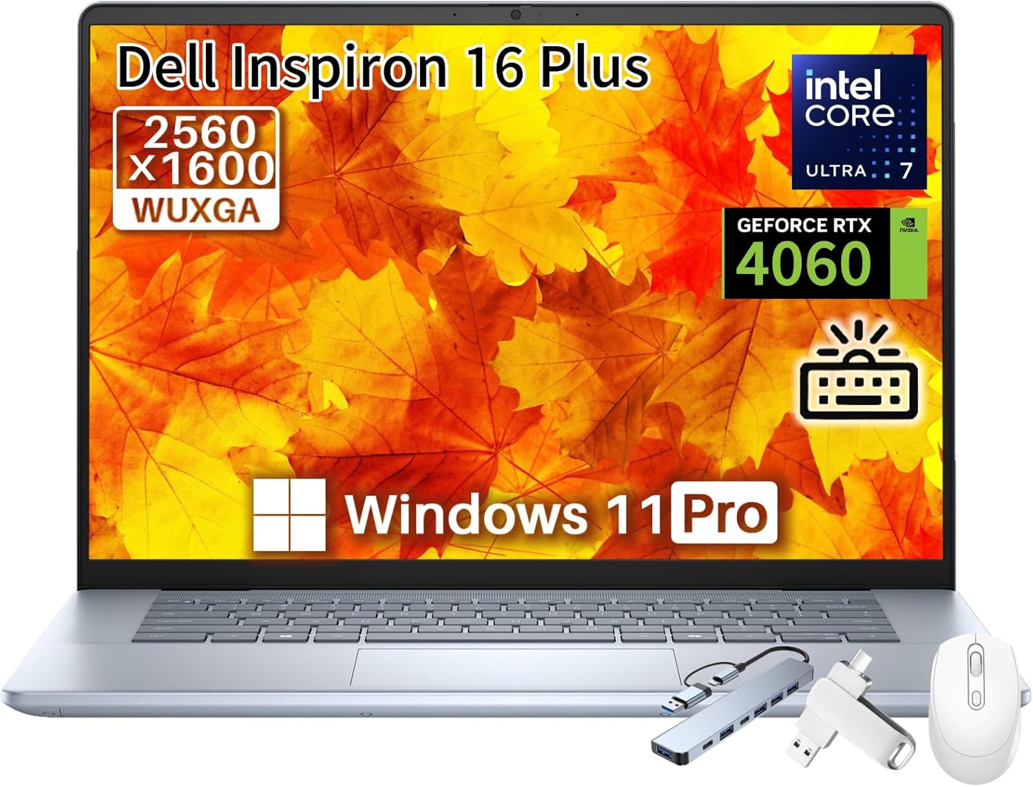 Dell Inspiron 16 Plus Laptop, NVIDIA RTX 4060, Intel Ultra 7 155H, 16" 2.5K 120Hz Anti-Glare Display, Backlit Keyboard, Long Battery Life, Fast Charge, Lightweight, Windows 11 Pro, 64GB DDR5, 1TB SSD
