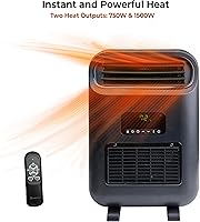 Vista 2 de Comfort Zone 18" Wall Mount or Freestanding Space Heater, 1500W/750W, ECO Mode, Digital Thermostat, Remote Control, 12H Timer, 4 Modes, Overheat &