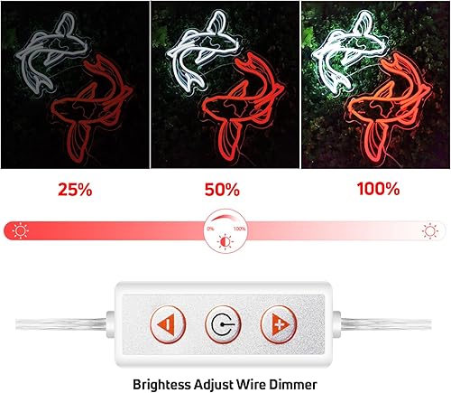 Miniatura 3 de Koi Fish - Letrero de neón hecho a mano, dos blanco y rojo grabado en 3D, lámpara de noche de pez Koi de la suerte, tatuaje tradicional, letrero de