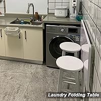 Vista 6 de HARELA Mesa plegable de 1 pulgada de grosor para colgar en la pared, mesa plegable de lavandería, mesa plegable resistente para oficina en casa
