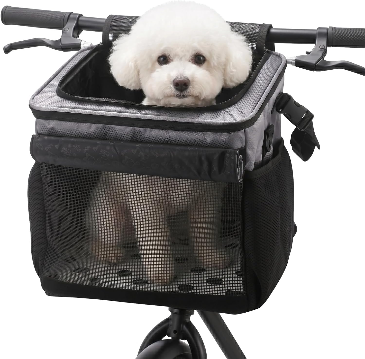 Dog Bike Basket,Cat Backpack Carrier for Bike,Pet Bicycle Dog Seat with Extended Single Shoulder Strap,Pet Shoulder Bag with Safety Reflective Strip,Quick Release Buckles, 12.5 x 11.5 x 8.5 in