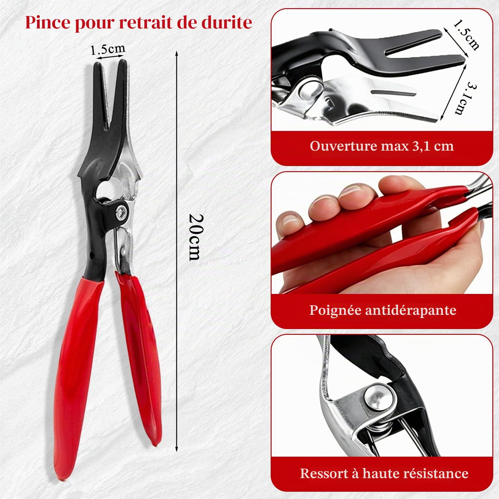 Herbst Lot de 4 pinces à colliers de serrage avec col droit pour l'entretien du véhicule